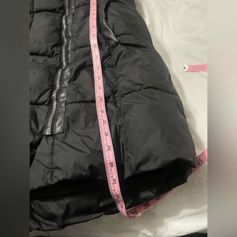 French Connection Black Mid length Women's Puffer Coat with Hood - Picture 10 of 14